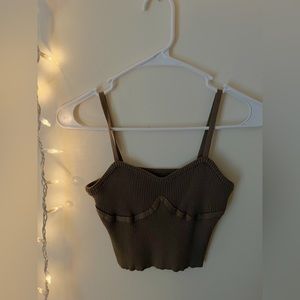 Pretty Green Tank Top with unique neckline.